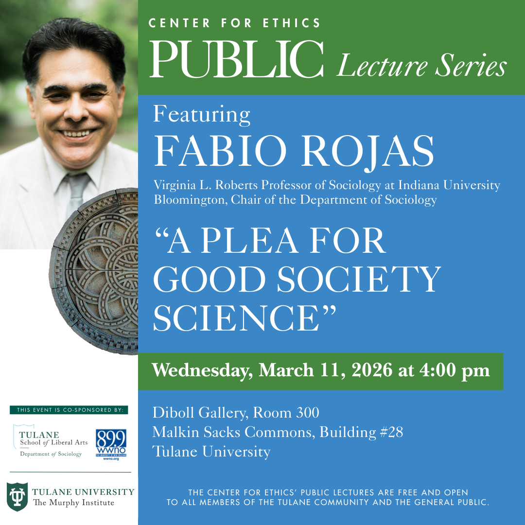Poster for a public lecture featuring Fabio Rojas on "A Plea for Good Society Science."