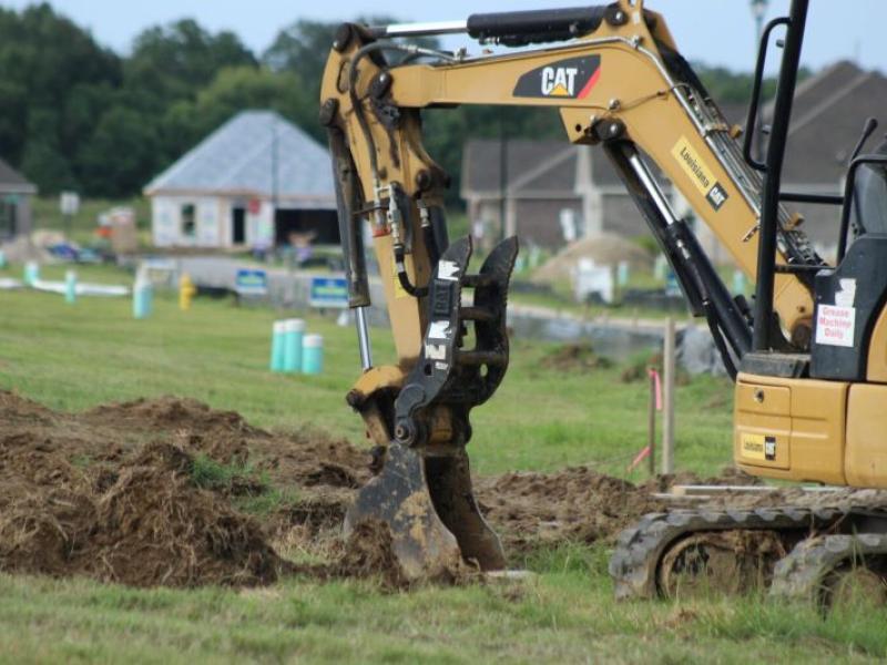 construction equipment at a residential site