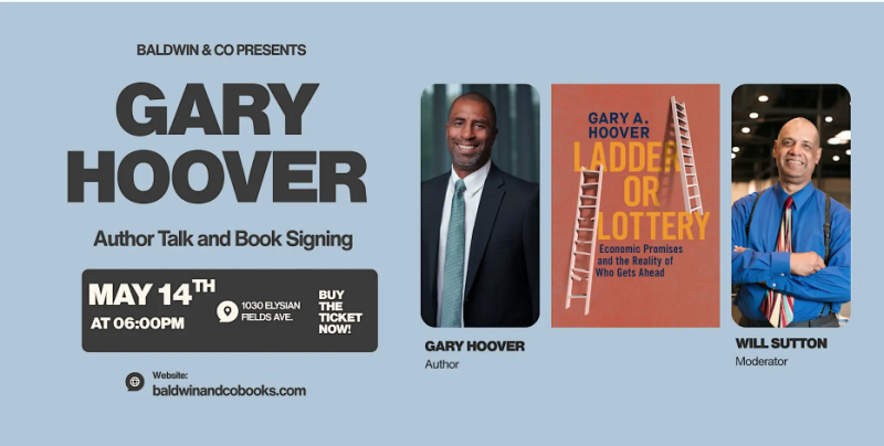 Gary Hoover book signing at Baldwin & Co. on May 14th event flyer