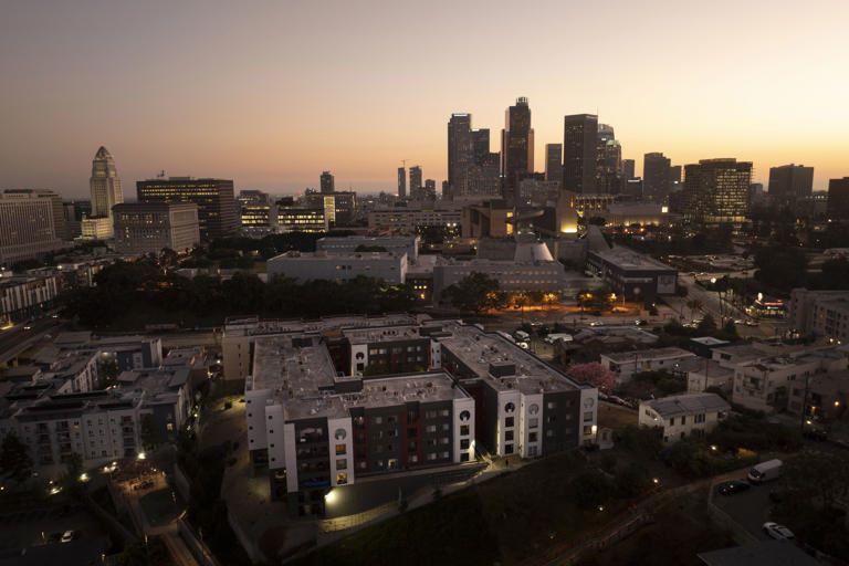 Aerial view of an apartment complex in Los Angeles, CA