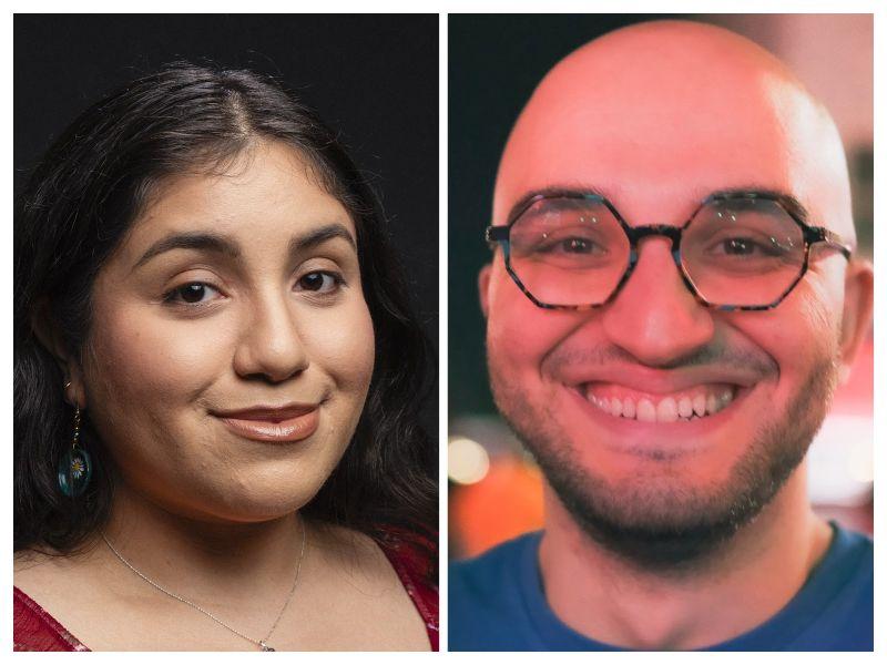 Kaetlyn Rodriguez (left) and Kamyar Sharifi (right)